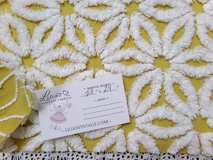 sunflower gold vintage chenille fabric tufted white daisy 20x24" boho quilt material