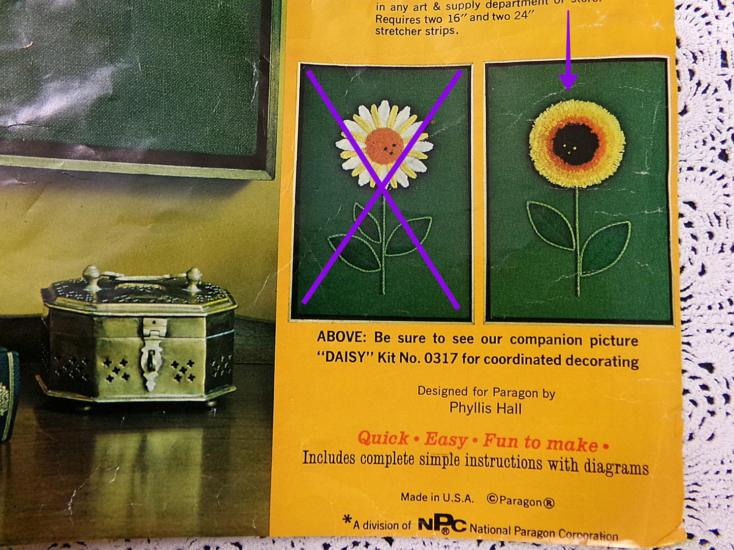BLACK-EYED SUSAN Boho Crewel Embroidery Kit, Vintage Paragon Stitchery 0318 Phyllis Hall
