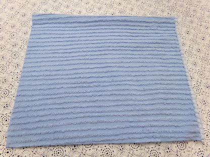 Vintage Chenille Fabric, Simple Blue Stripes, 15.5x25" Piece