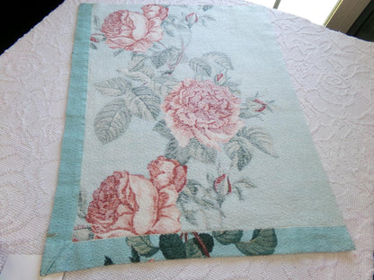most beautiful vintage barkcloth fabric in realistic rose bloom print, 18" x 25" inch piece from a deconstructed curtain panel