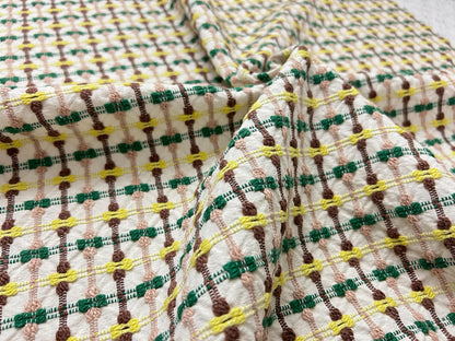 Mod Vintage Woven Chenille Fabric 21x25, Bates Bowtie Geometric Quilt Material