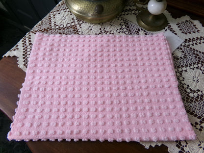 Pink Pops Vintage Chenille Bedspread Fabric Piece Popcorn Dots, 18" x 24"