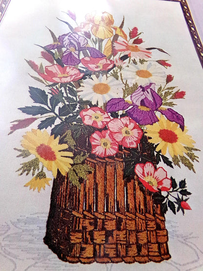 GARDEN BEAUTIES Vintage Crewel Embroidery Kit Paragon Floral Stitchery 0123