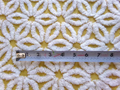 sunflower gold vintage chenille fabric tufted white daisy 20x24" boho quilt material