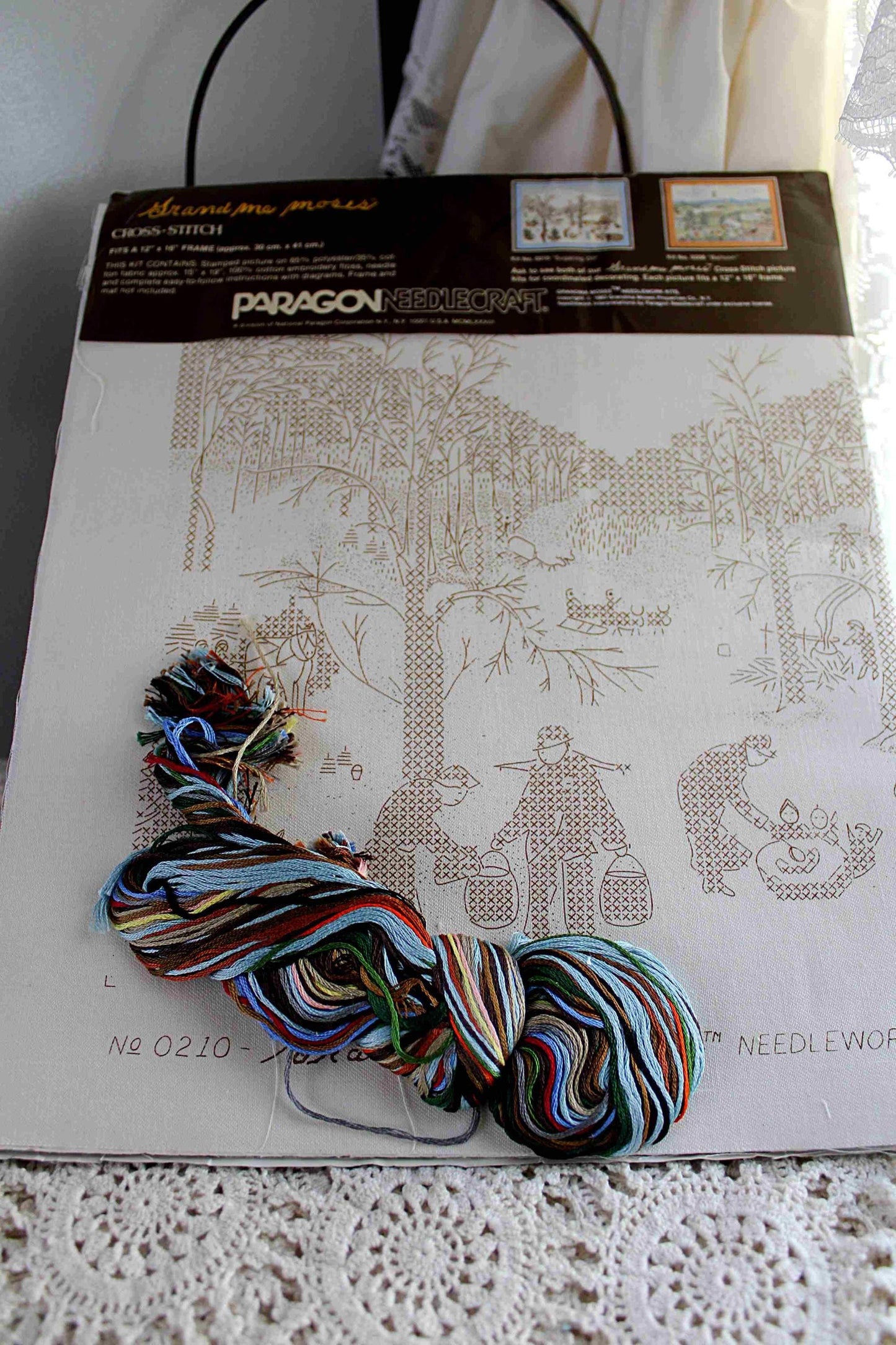 SUGARING OFF Cross Stitch Stitchery Kit, Vintage Grandma Moses Design, Paragon Needlecraft Embroidery 0210 from 1983