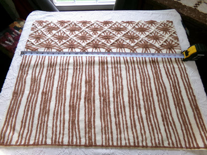 vintage brown chenille fabric: shabby mocha chocolate & vanilla cream piece great for quilting, crafts, 23" x 30"