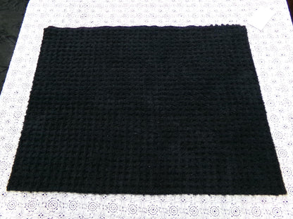 Black Vintage Chenille Fabric 18x24" Plush Waffle Grid Quilt Material