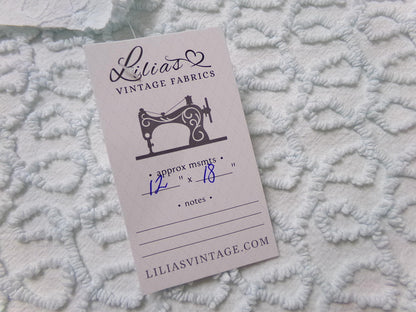 curly cute loops vintage chenille fabric, texturized blue pattern, 18" x 12" sewing & quilt material