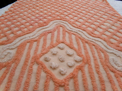 Bliss Peach Vintage Chenille Fabric, Unique Geometric Piece Sewing & Quilt Material 23" x 23"