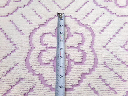 Lavender White Vintage Chenille Fabric Piece 25x26" Daisy Diamond Geometric