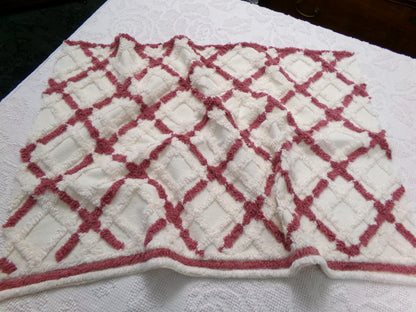 cozy plaid vintage chenille fabric, farmhouse style sewing & quilt material, 18" x 25" piece