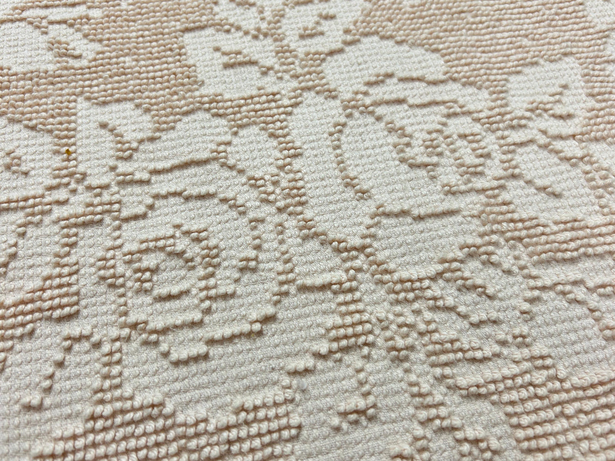 Neutral Vintage Chenille Fabric, Autumn Wheat Cabbage Roses & Dots, 18x28" Piece