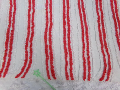 Red & White Striped Chenille Fabric, textured skinny lines craft quilt material, 17" x 27" piece