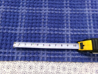 Midnight Blue Vintage Chenille Fabric Textured Plaid Sewing Material 18" x 24"