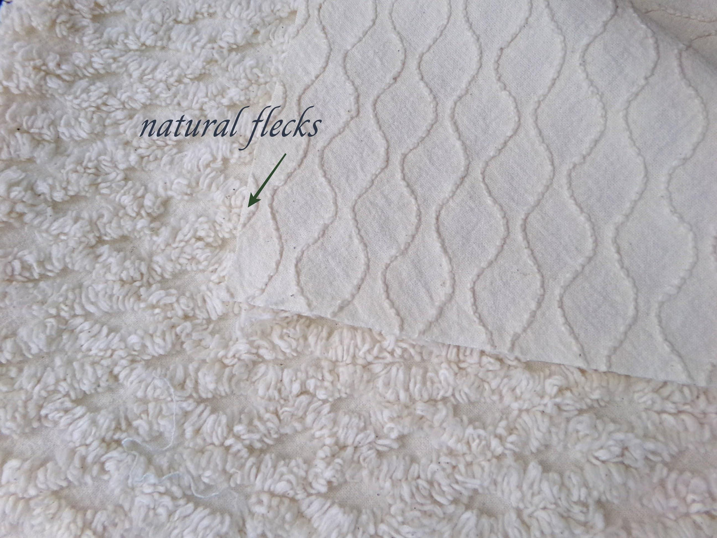 Simple Vanilla Vintage Chenille Fabric, tufted lattice design, sewing craft quilt material, 20" x 24" piece