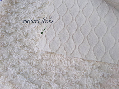 Simple Vanilla Vintage Chenille Fabric, tufted lattice design, sewing craft quilt material, 20" x 24" piece
