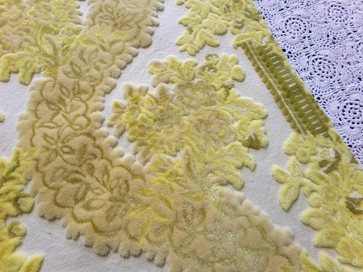 Luxury Cut Velvet Fabric, Bates Vintage Tapestry Chenille Piece, Golden Glow Earthtones, 20" x 22" Inches, Nice in Small Bags, Pillows