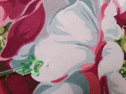 Vintage Barkcloth Fabric 1940s Pink Aqua Magnolia Floral Gray Mid-Century, 21" x 33"