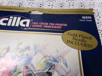 Cat Lovers Crewel Embroidery Kits Lot of 3 Kitty Themed Bucilla, Janlynn, Friends Creative Stitchery