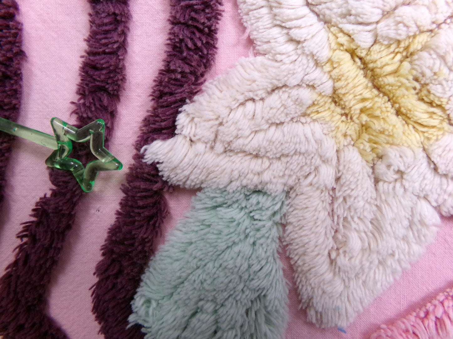 Shabby Sweet Vintage Chenille Fabric, Pink Floral Sewing & Quilt Material, 16" x 25" piece