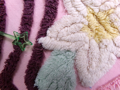 Shabby Sweet Vintage Chenille Fabric, Pink Floral Sewing & Quilt Material, 16" x 25" piece