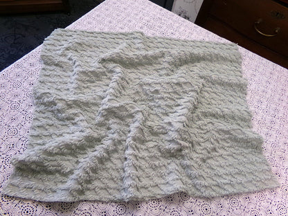 Calming Sage Vintage Chenille Bedspread Fabric Green Diamond Lattice 20x24"