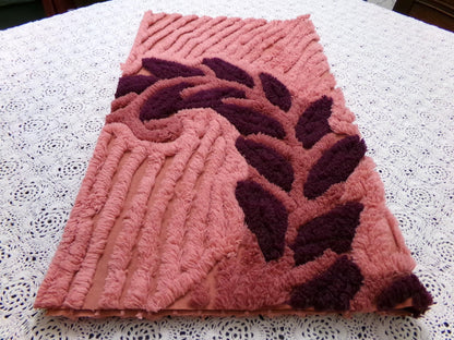 Cozy Plush Vintage Chenille Bedspread Fabric 18x21" Pc Mauve Quilting Material