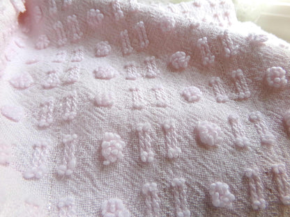 Pink Wink Vintage Chenille Fabric, Mini Dot Dash Pattern, 18" x 24" Quilt Material