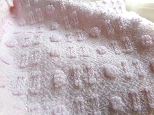 Pink Wink Vintage Chenille Fabric, Mini Dot Dash Pattern, 18" x 24" Quilt Material