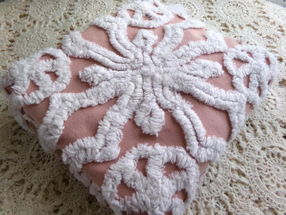 Plush Snowflake Pinwheel Vintage Chenille Fabric, 15x28" Sewing Quilt Textile