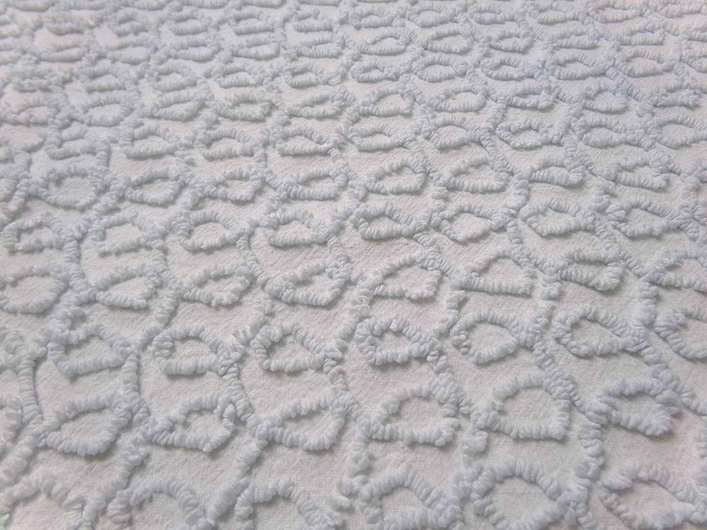 curly cute loops vintage chenille fabric, texturized blue pattern, 18" x 12" sewing & quilt material