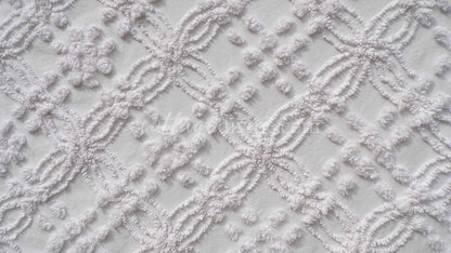 Farmhouse White Vintage Chenille Fabric Piece, 20" x 24" inches, Versatile & Neutral in Quilts and Pillows