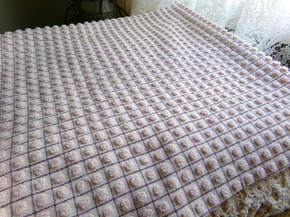 Micro Mocha Pops Vintage Chenille Fabric, Neutral Chocolate Grids, 24" x 20" Piece, Cute material for quilts, pillows, bags, doll clothes