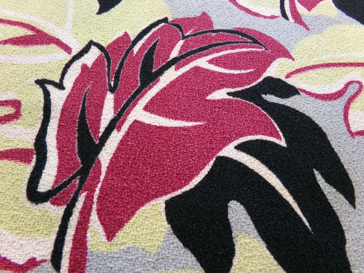 Vintage Barkcloth Fabric Panel MONSTERA Tropical Leaf Mid Century Modern 19" x 29"