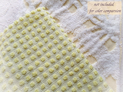 cheery cute yellow pops vintage chenille fabric, nubby dots & silver lurex, 18" x 24" cut piece of sewing material for quilting, crafts