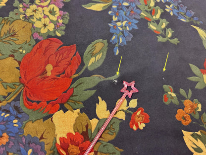 Vintage Ralph Lauren Silk Square Scarf Shabby Navy Blue Floral Roses