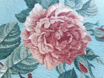 most beautiful vintage barkcloth fabric in realistic rose bloom print, 18" x 25" inch piece from a deconstructed curtain panel