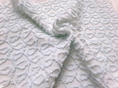 curly cute loops vintage chenille fabric, texturized blue pattern, 18" x 12" sewing & quilt material