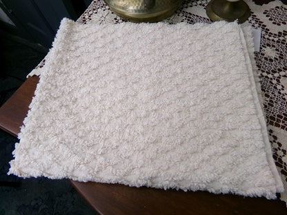 Simple Vanilla Vintage Chenille Fabric, tufted lattice design, sewing craft quilt material, 20" x 24" piece