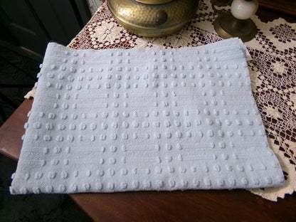 Light Blue Vintage Chenille Fabric, Polka Dot & Dash Design, 18x24" Piece