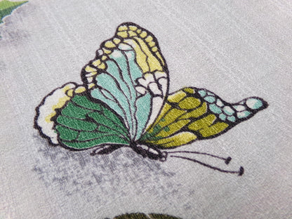 Butterfly Botanical Vintage Barkcloth Fabric Dimensional Natural Leaf Pattern 21" x 24"