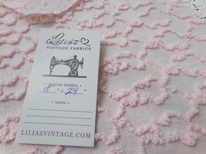 Pink Links Vintage Chenille Bedspread Fabric 18x24" Pc Textured Quilting Material