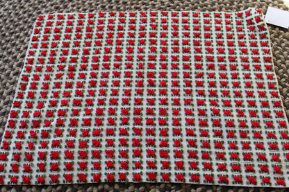 Red Rosebud Vintage Chenille Fabric, Morgan Jones Roses, 18" x 24" inch Piece