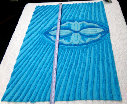 Electric Blue Vintage Chenille Fabric, Wild BOLD Sewing & Quilt Material, 30" x 23" piece
