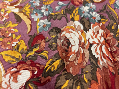 Vintage Ralph Lauren Silk Scarf Burgundy Wine Rose Floral Baroque Scroll Border