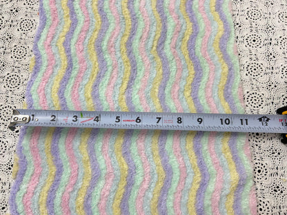 Rainbow Stripes Vintage Chenille Fabric, Soft Ripple Wave 10.5.24" Quilt Textile