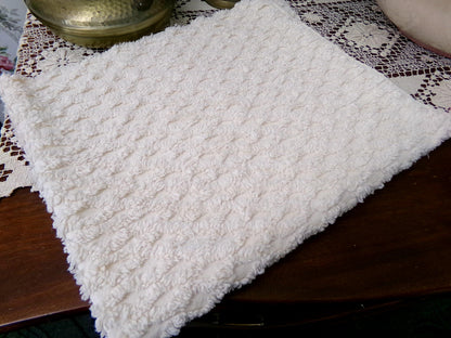 Simple Vanilla Vintage Chenille Fabric, tufted lattice design, sewing craft quilt material, 20" x 24" piece