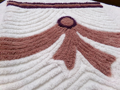 Luxury Plush Vintage Chenille Bedspread Fabric, Bow Swag White Swirl Sewing Material, 21" x 27"
