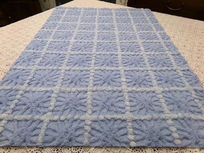 Celestial Blue Vintage Chenille Fabric, Star Tufts, 18x24" Piece